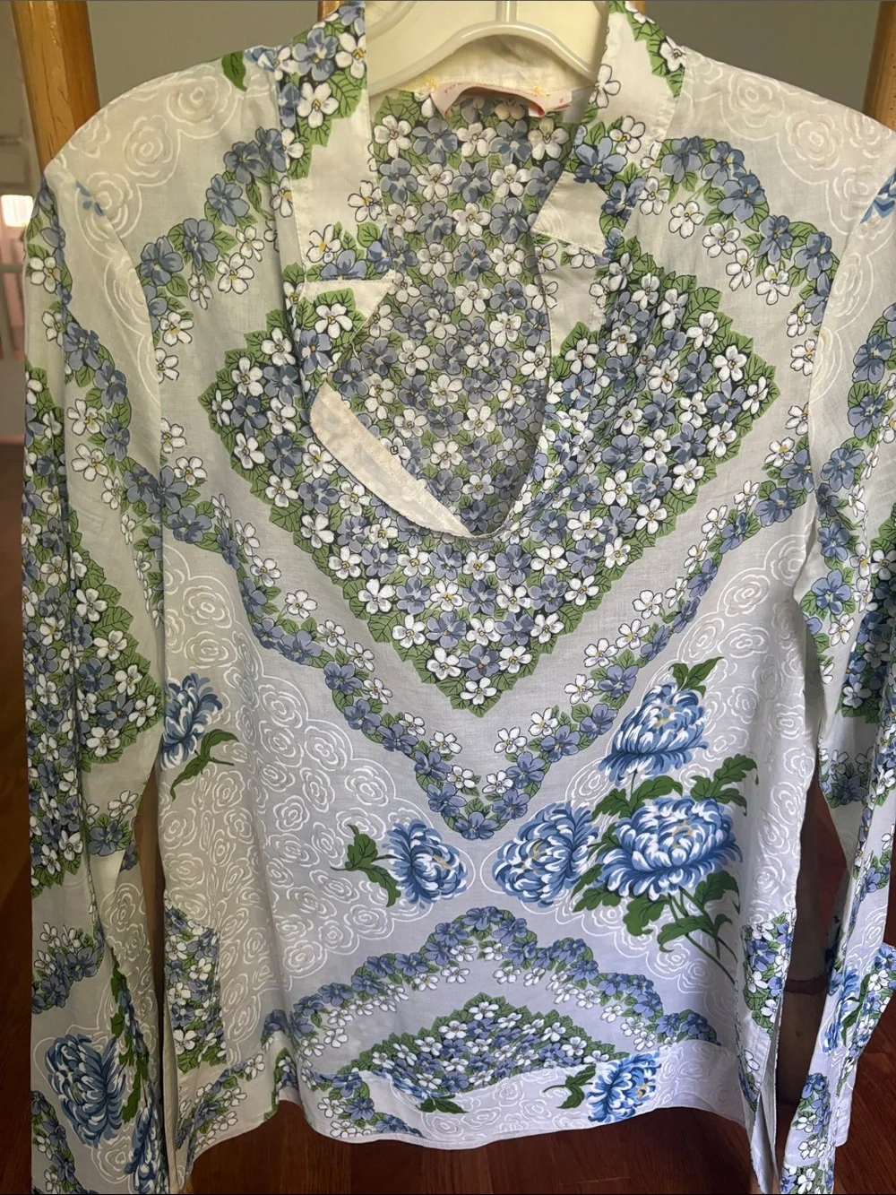 Tory Burch Women's Blue & Green Floral Tunic Top